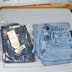 2x Jeans Bundle: Wax Jean High Waist Skinny Jeans NWT & Wide Leg Blue Jeans